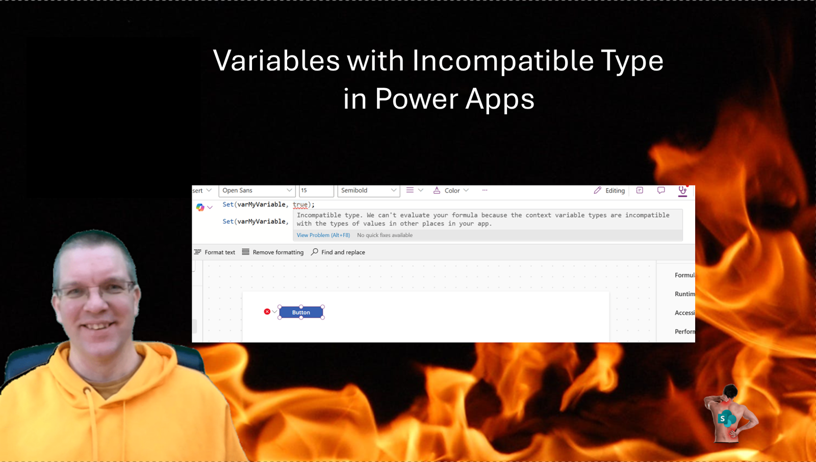 Variables with Incompatible Type in Power Apps