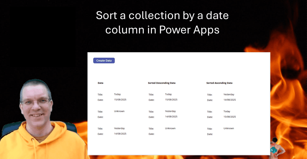 image Sort a collection by a date column in Power Apps