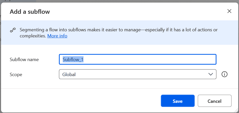 Create a subflow in Power Automate Desktop