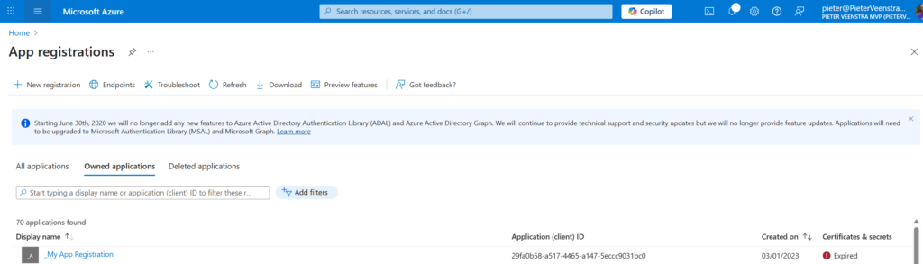 image 107 App registrations in Azure
