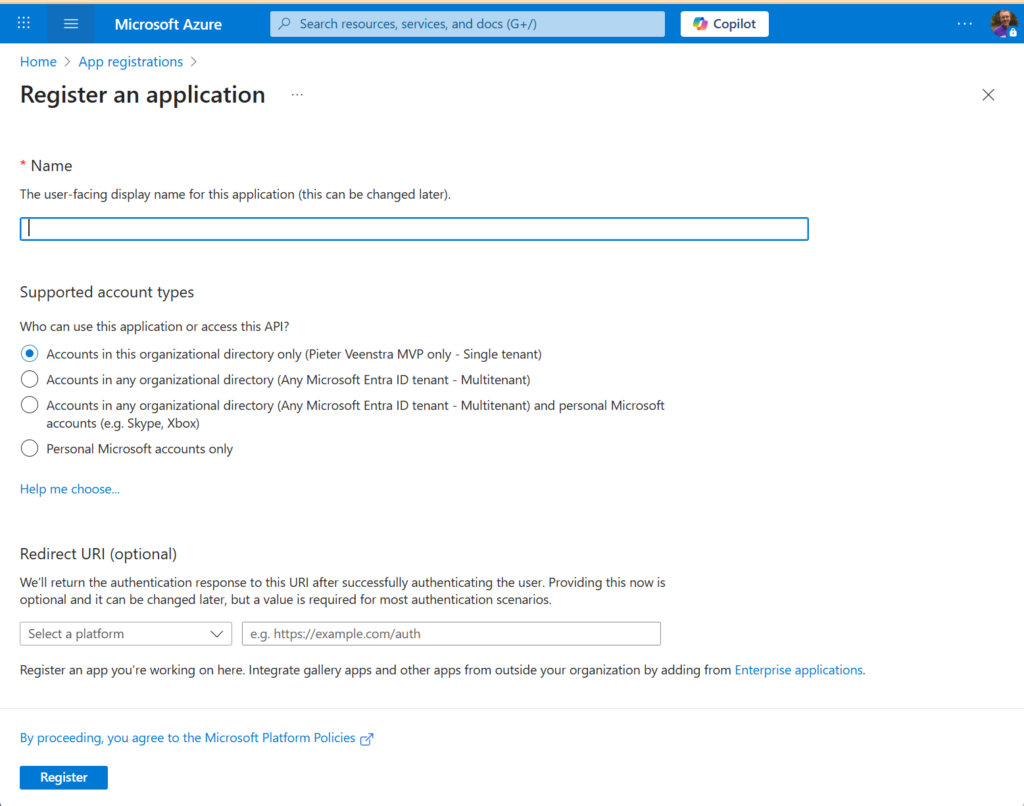 image 108 Register an app registration