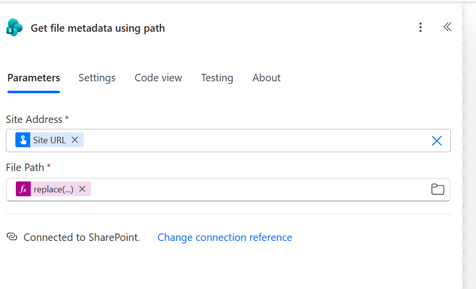 Get file metadata using path actions