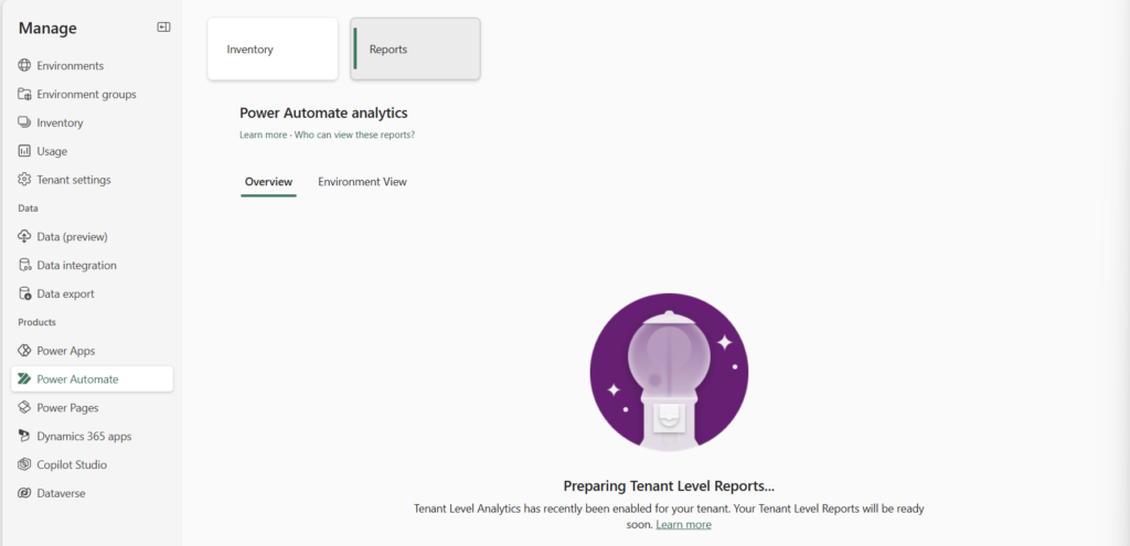 enant Level Analytics has recently been enabled for your tenant. Your Tenant Level Reports will be ready soon